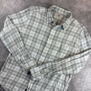 Faherty Light Gray and White Plaid Button-Down Shirt